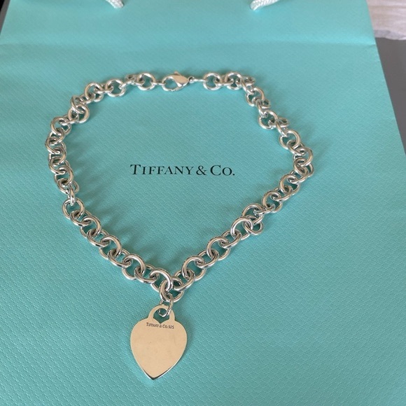 Tiffany & Co. .925 Engravable  Heart Tag Choker 16" - Picture 10 of 16